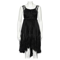 D&G Black Sheer Silk Lace Trim Sleeveless Dress M