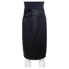 D&G Black Silk Satin Bow Waist Detail Skirt M
