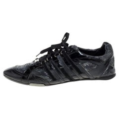 D&G Black Snakeskin Effect and Patent Leather Lace  Low Top Sneakers Size 42
