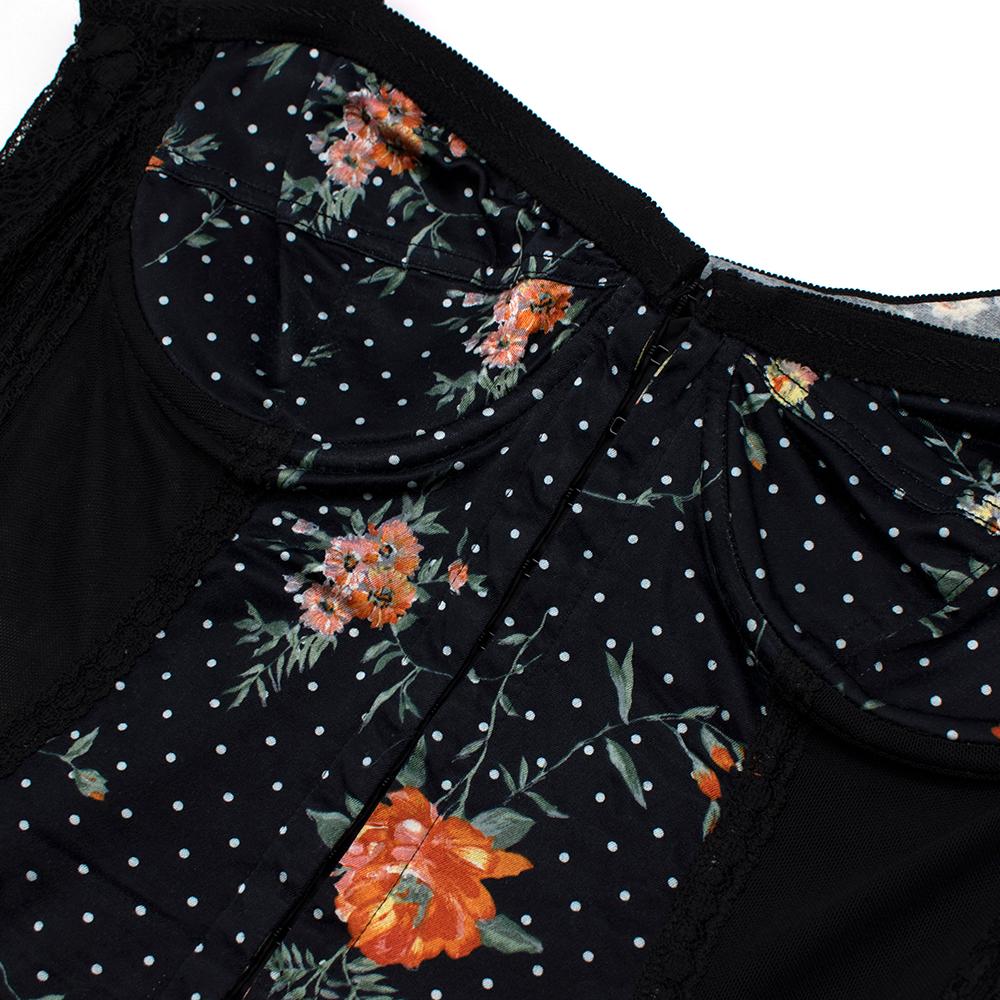 D&G Black Spotted Floral Print Corset Dress - Size US4  1