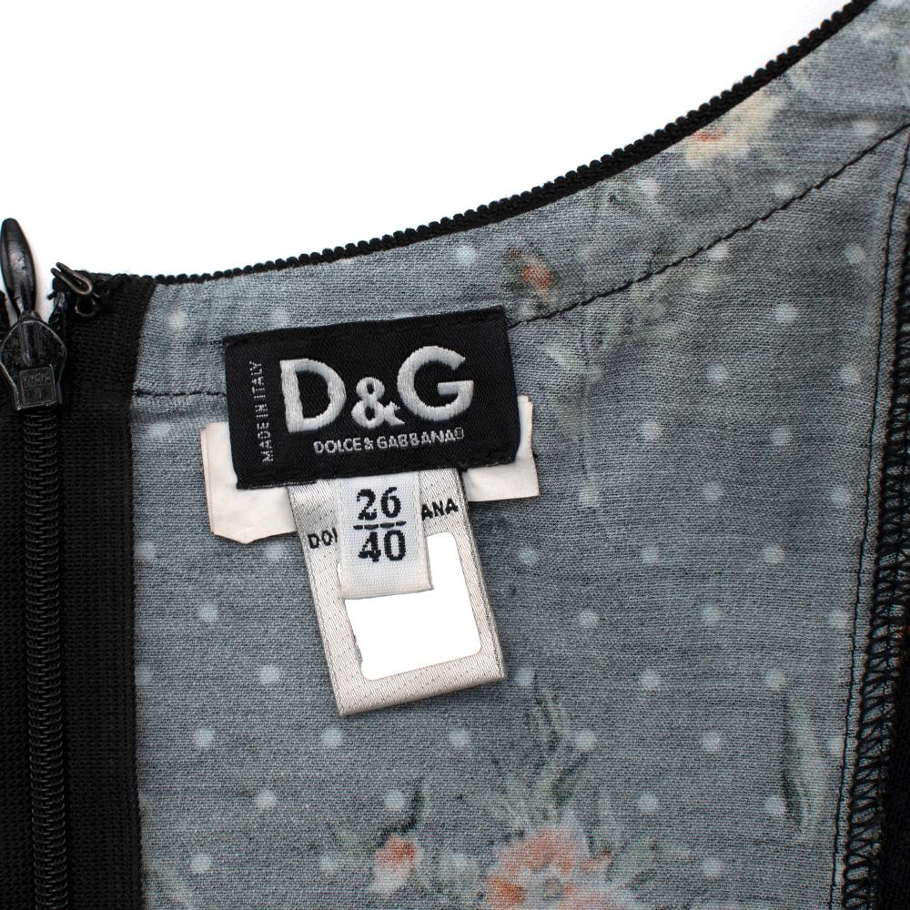 D&G Black Spotted Floral Print Corset Dress - Size US4  2