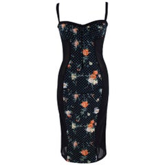 D&G Black Spotted Floral Print Corset Dress - Size US4 