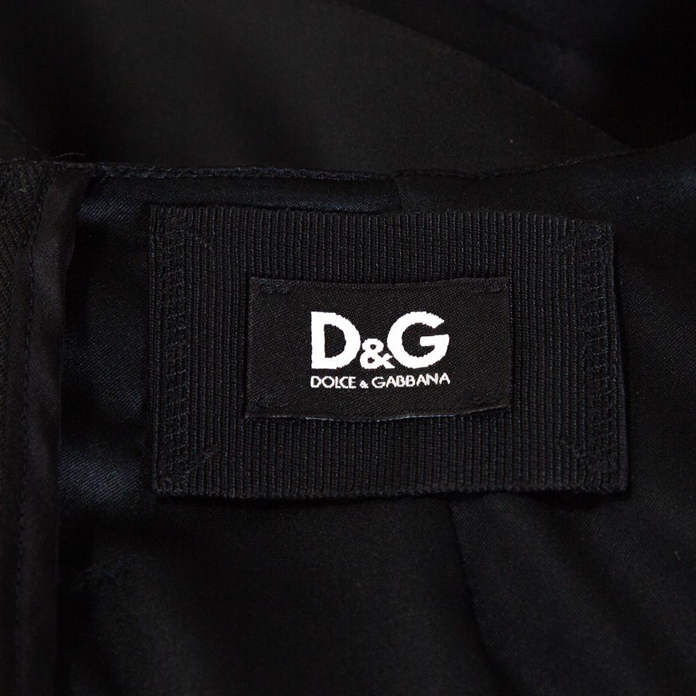 Women's D&G Black Stretch Satin Sleeveless Fitted Dress S