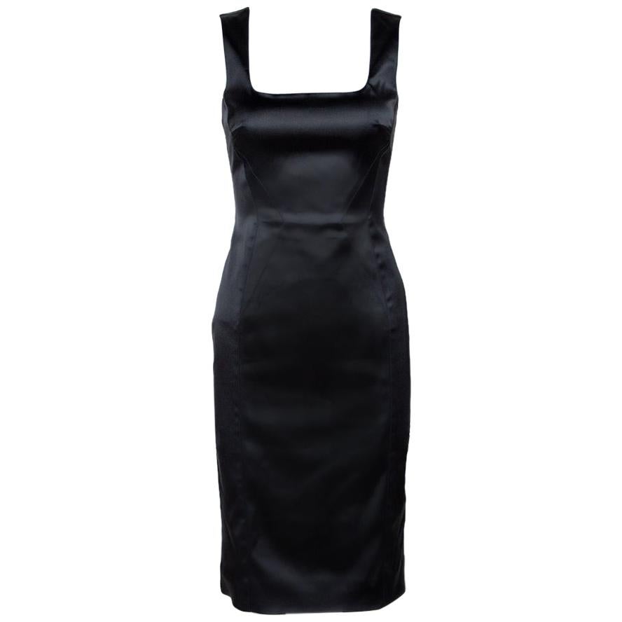 D&G Black Stretch Satin Sleeveless Fitted Dress S