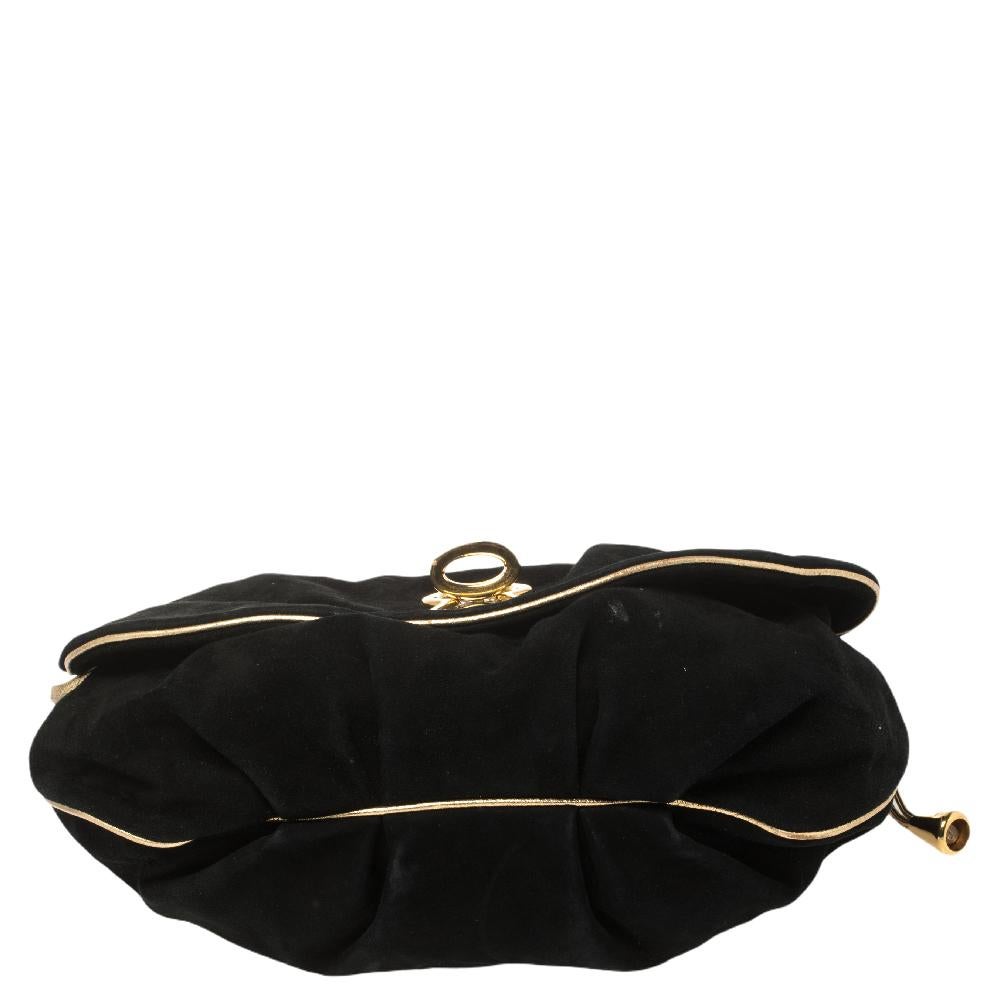 D&G Black Suede and Leather Trim Vlada Shoulder Bag In Fair Condition In Dubai, Al Qouz 2