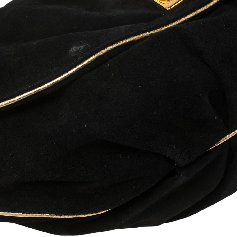 D&G Black Suede and Leather Trim Vlada Shoulder Bag 2