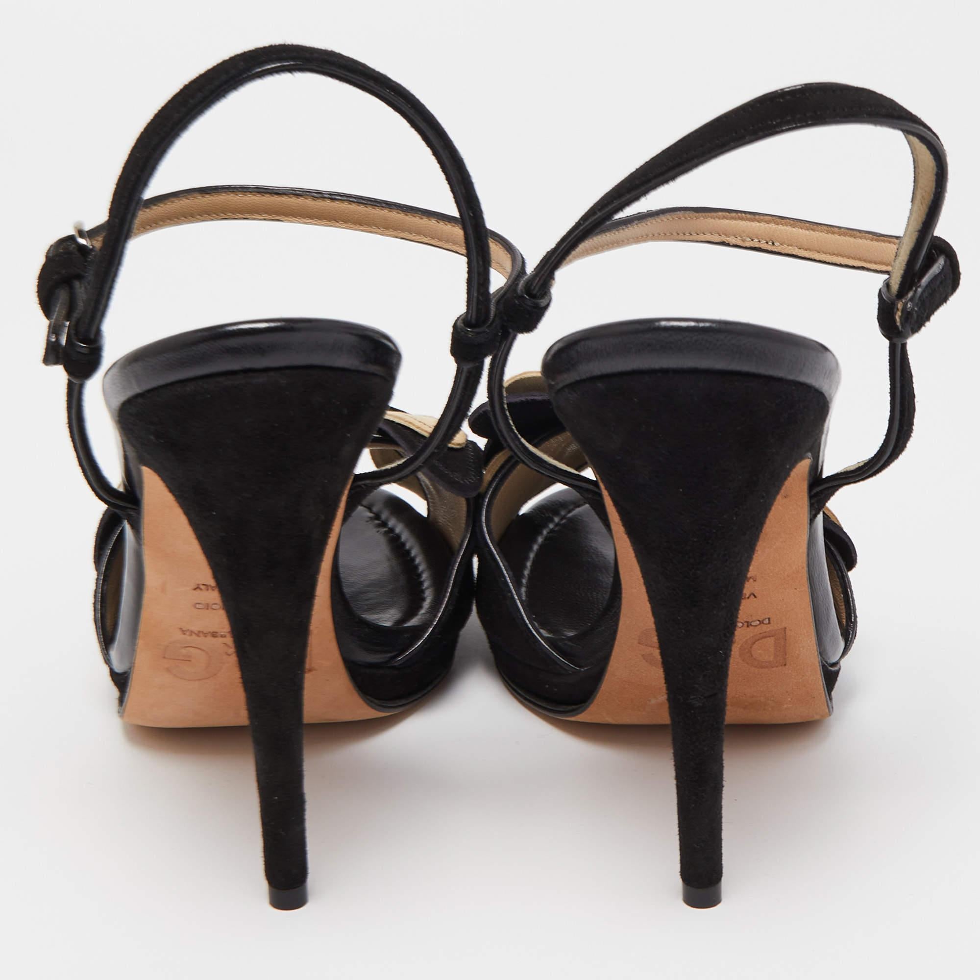 D&G Black Suede Butterfly Embellished Ankle Strap Sandals Size 41 In Excellent Condition In Dubai, Al Qouz 2