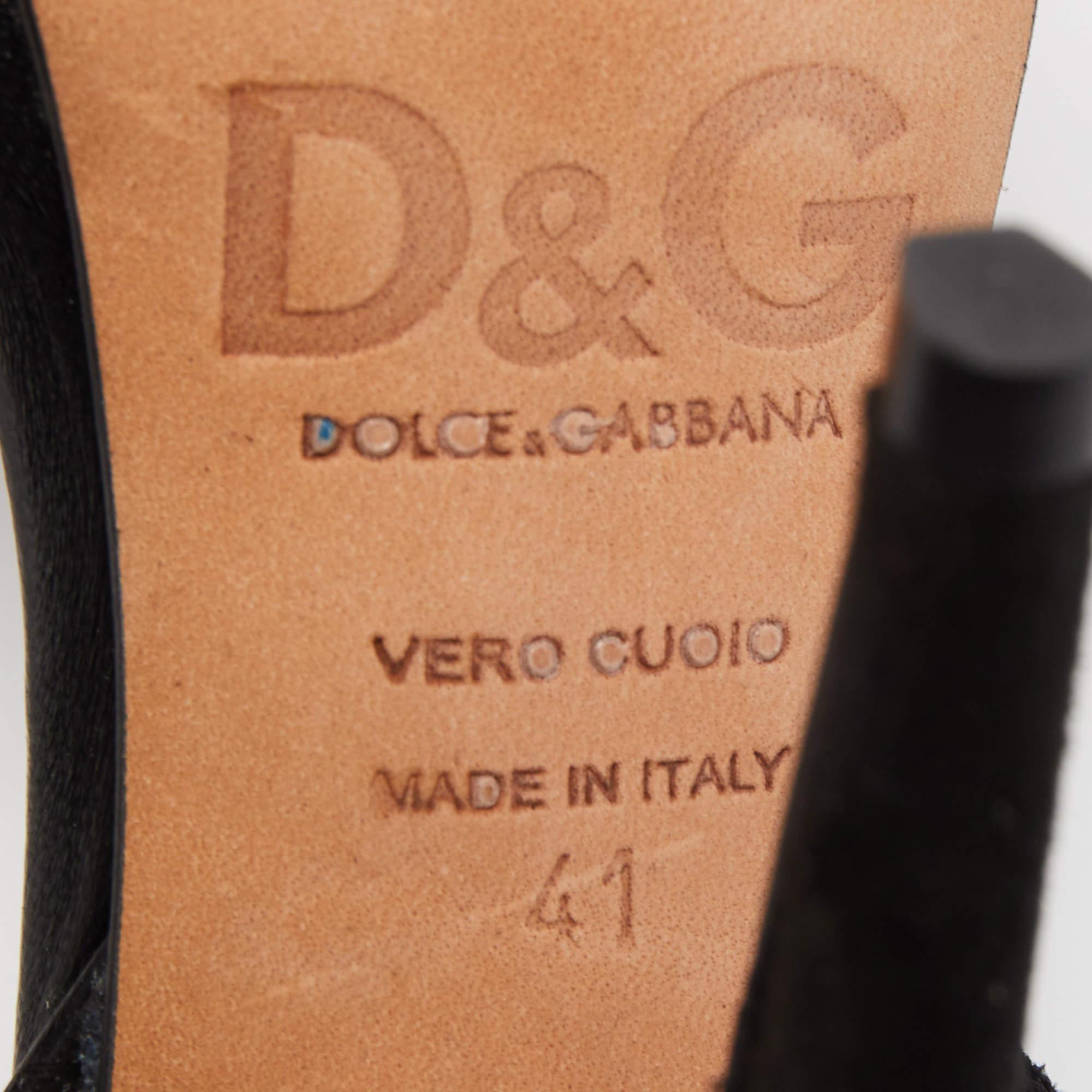 D&G Black Suede Butterfly Embellished Ankle Strap Sandals Size 41 3