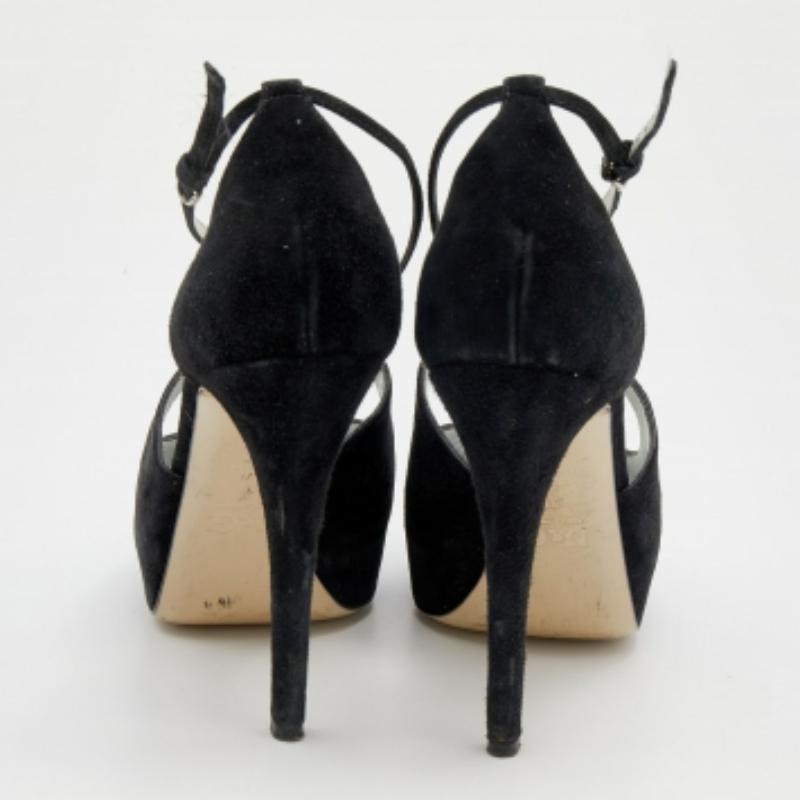 D&G Black Suede Platform Ankle Strap Sandals Size 39 For Sale 1