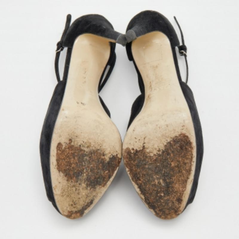 D&G Black Suede Platform Ankle Strap Sandals Size 39 For Sale 2