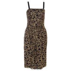 D&G Black Tulle and Gold Confetti Embellished Cocktail Dress S