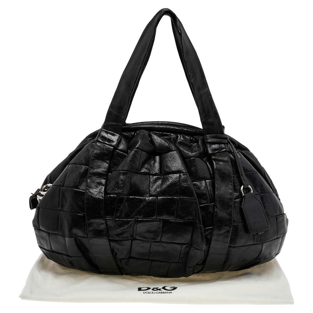 D&G Black Woven Leather Miss Diana Hobo For Sale 3
