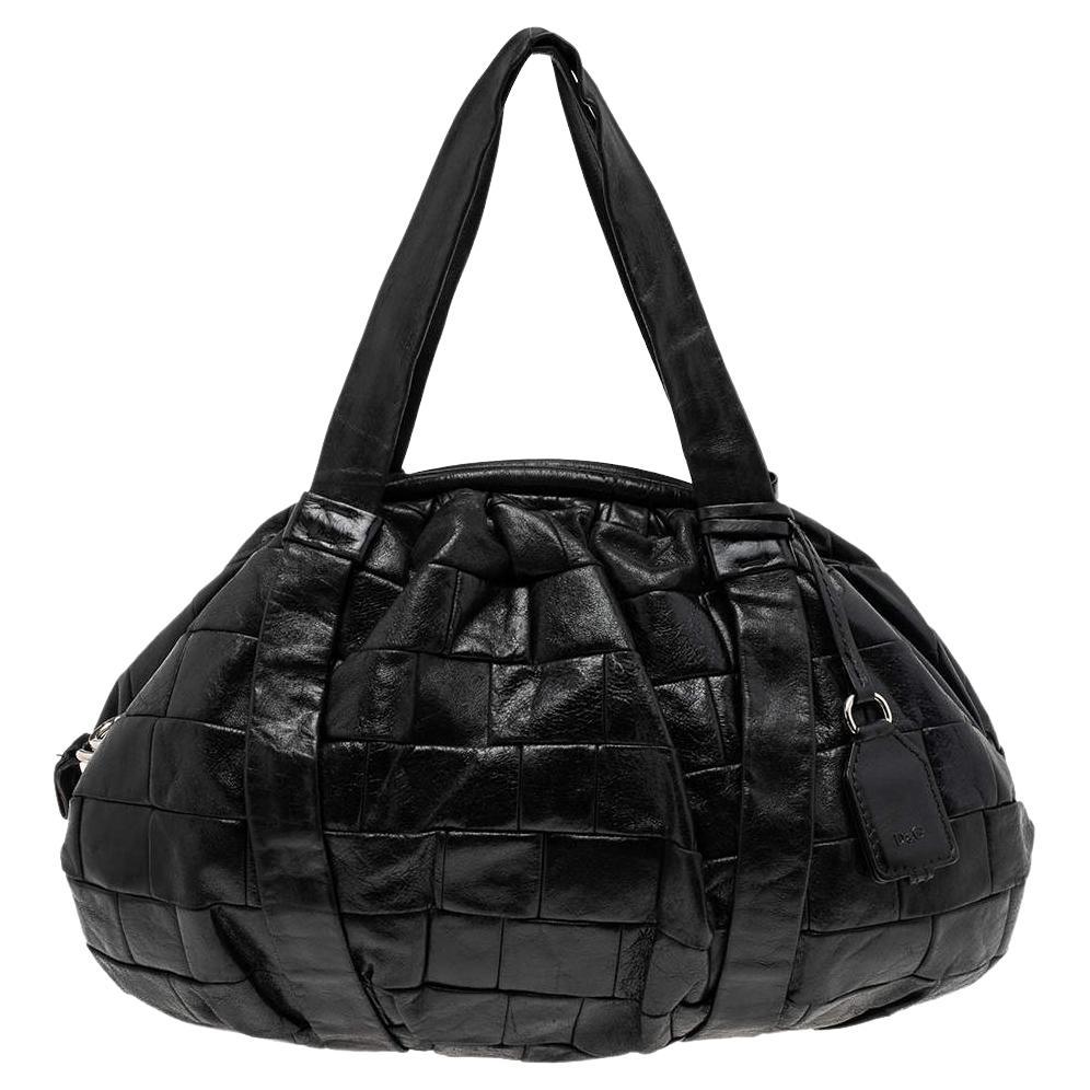 D&G Black Woven Leather Miss Diana Hobo For Sale