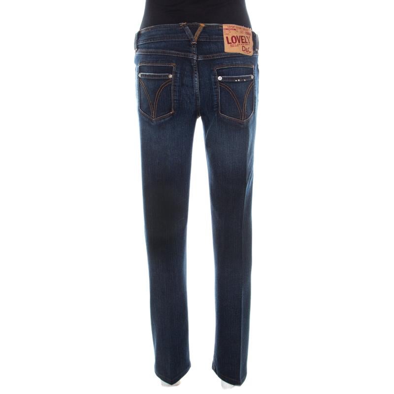 For days when you want to dress casually, this pair of D&G jeans will be just right. Made from a cotton blend, the low rise jeans feature the usual details of belt loops, pockets, and front zipper. The pair will offer you a nice fit.

Includes: The