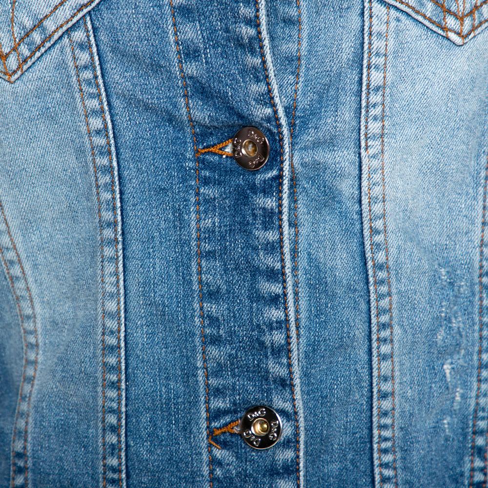 Women's D&G Blue Medium Washed Denim Button Front Jacket M