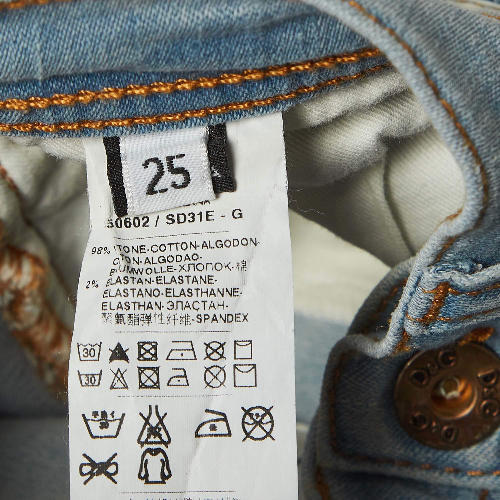 Donna D.D.G. Jeans a vita bassa a vita stretta in denim lavato blu S.D.G. in vendita