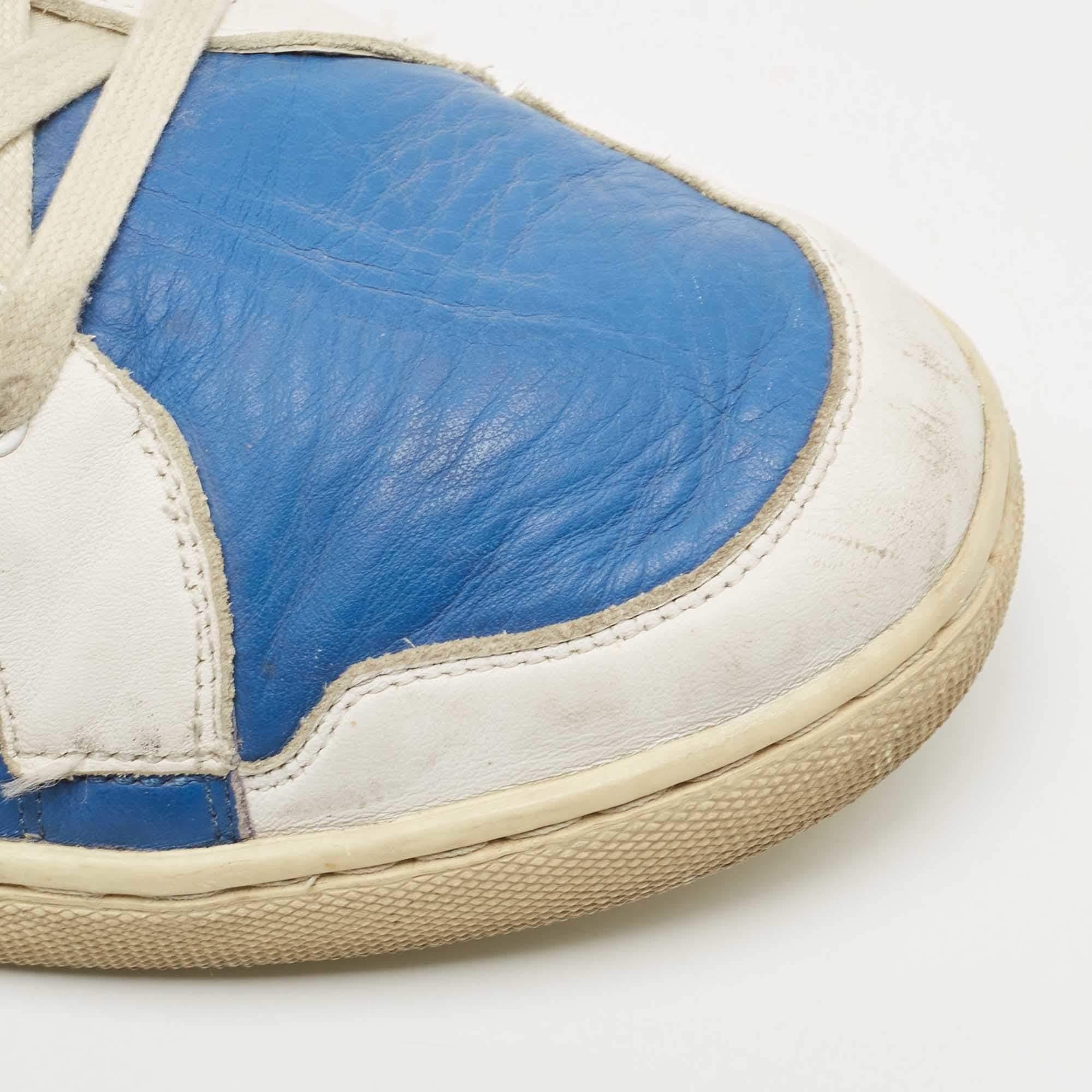 D&G Blue/White Leather and Suede High Top Sneakers Size 45 For Sale 2