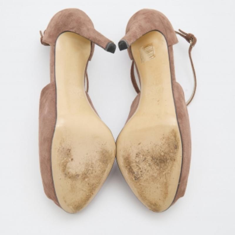 Sandalias de plataforma con puntera abierta de ante marrón D&G talla 38,5 en venta 3