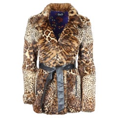 D&g By Dolce And Gabbana Belted Leopard Print Fur Coat It 40 Uk 8