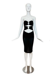 D&G by DOLCE & GABBANA 2000's Black Cut Out Dress O Ring Knee Length