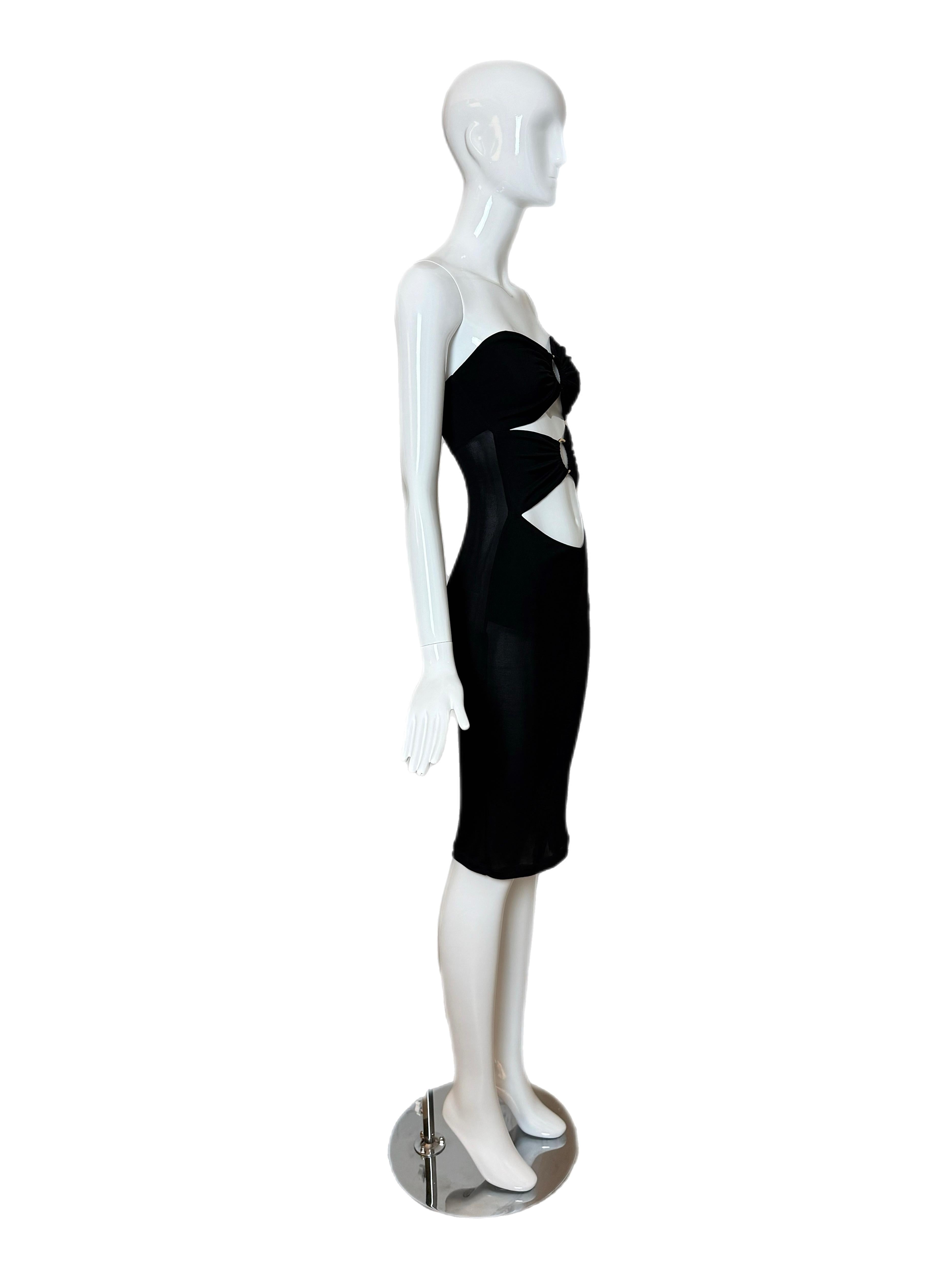 De las mujeres D&G by Dolce & Gabbana 2000 Vestido negro recortado Anillo en O Largo hasta la rodilla en venta