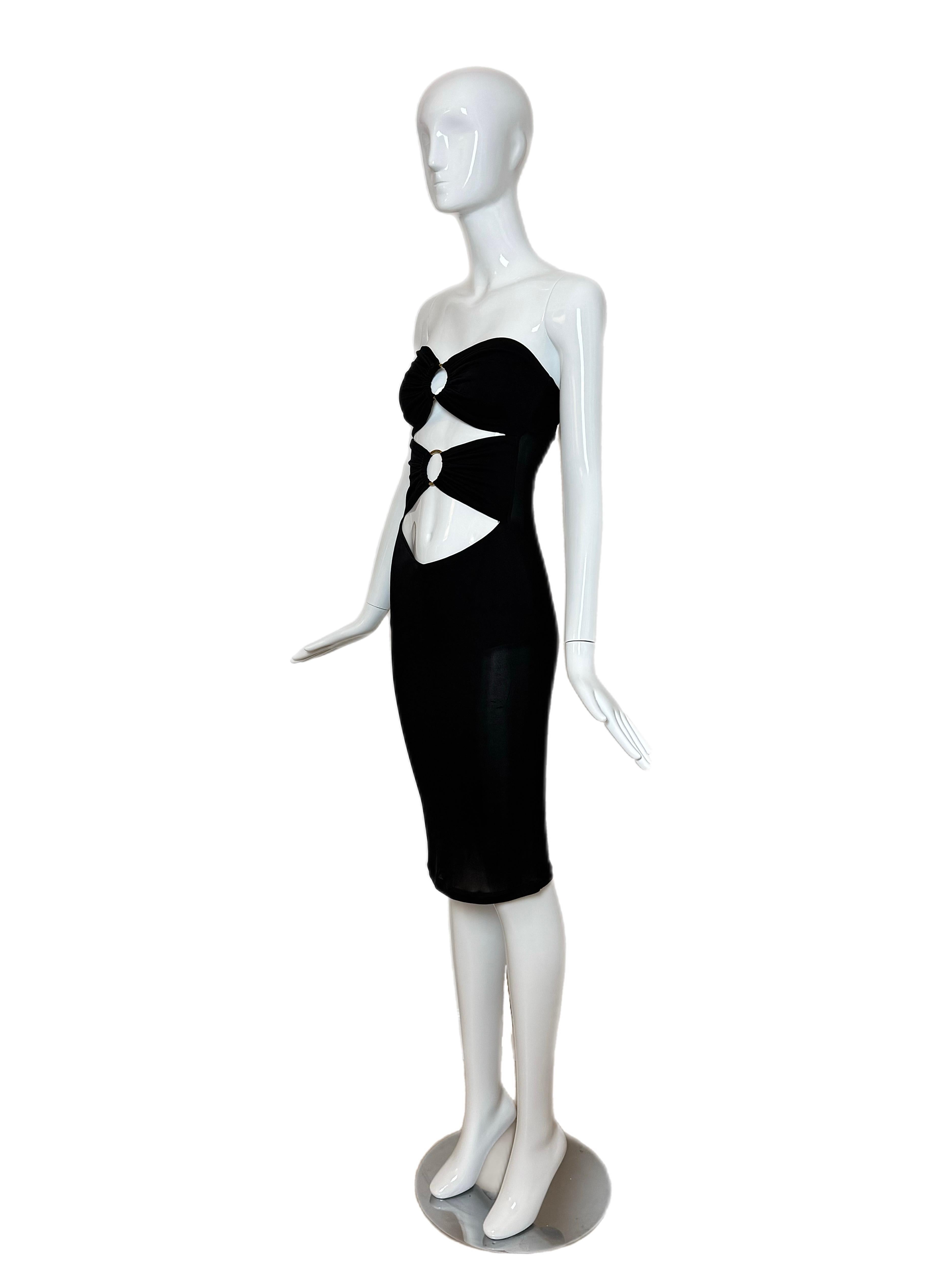 D&G by Dolce & Gabbana 2000 Vestido negro recortado Anillo en O Largo hasta la rodilla en venta 1