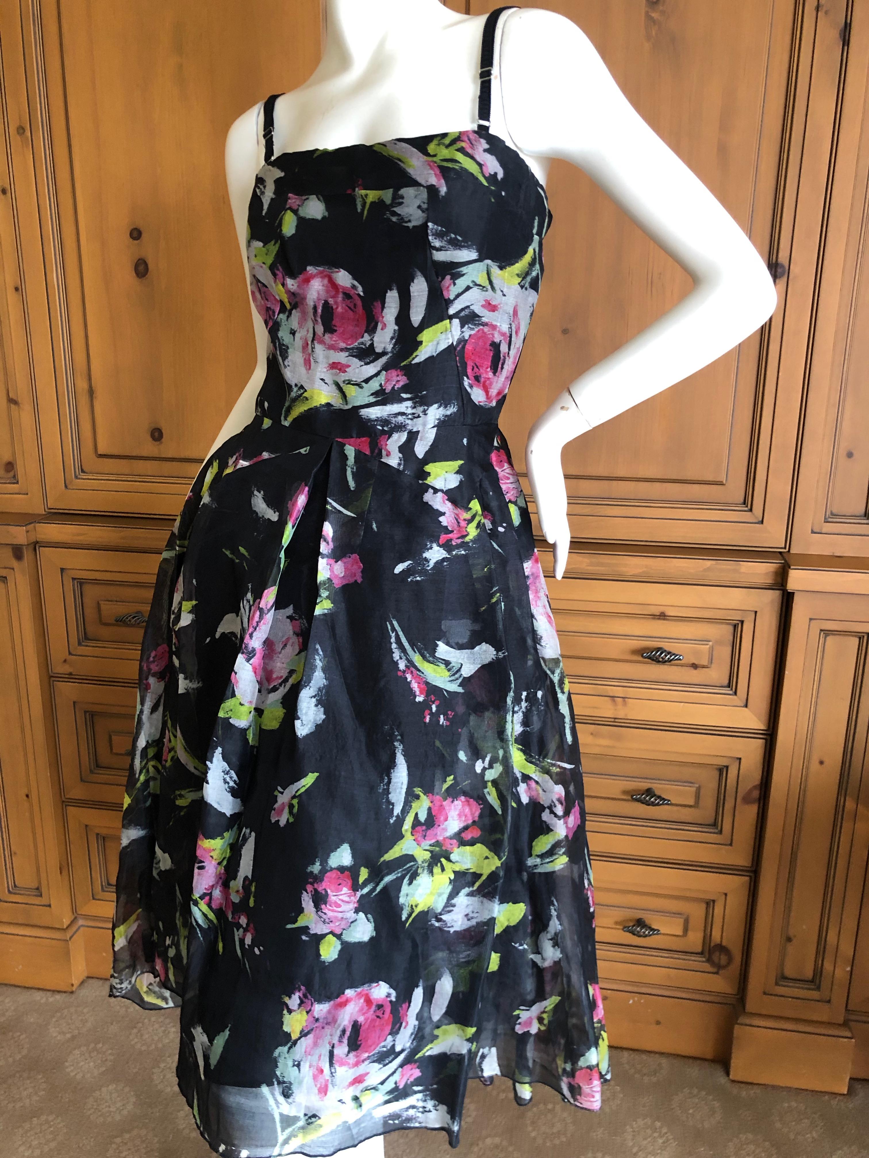  D&G by Dolce & Gabbana Black Silk Floral Vintage 1950's Style Cocktail Dress
 Zips up the back. So sexy.Full inner corset
Straps are detachable
Size 44, but runs small

Bust 34