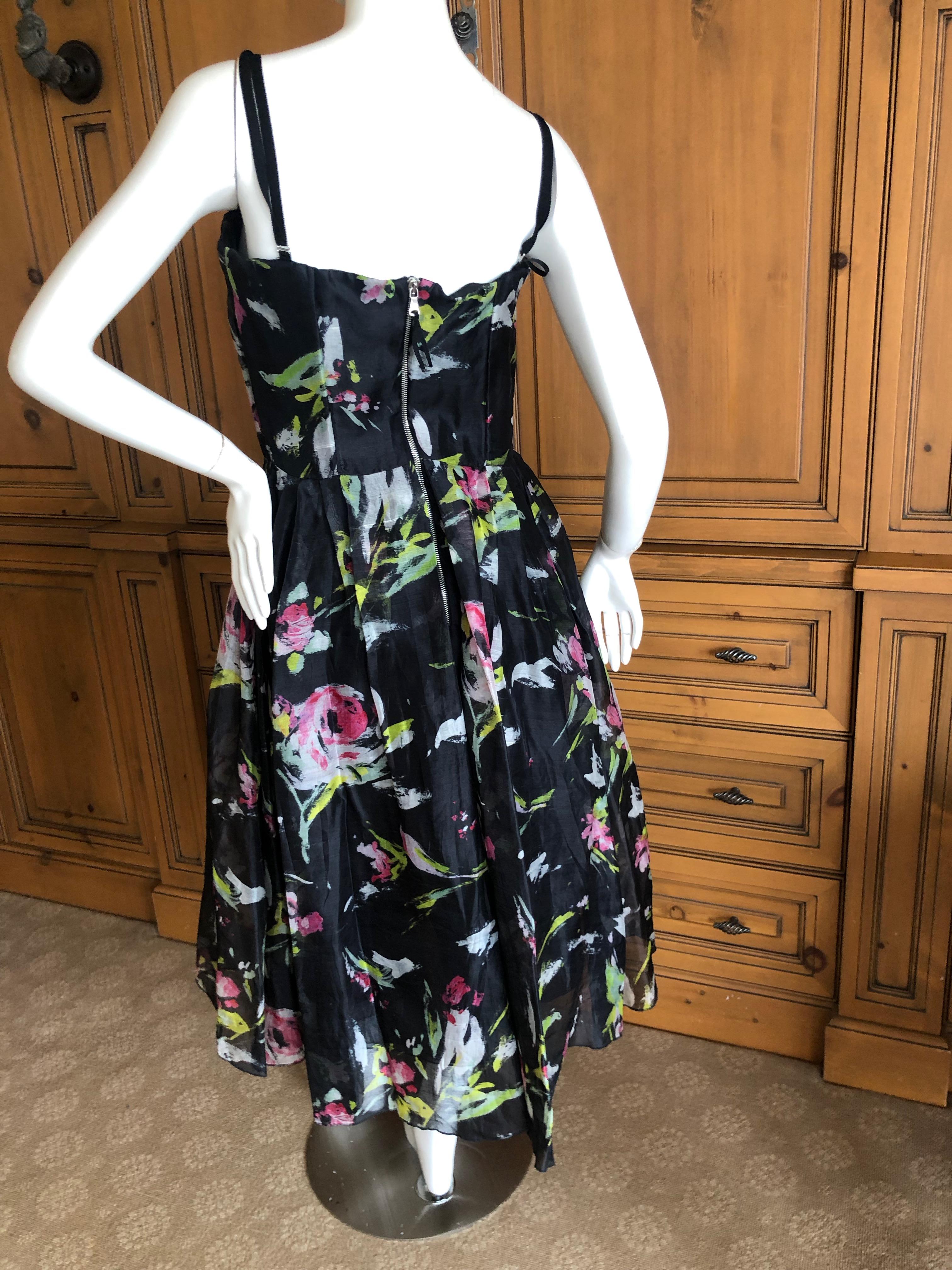   D&G by Dolce & Gabbana Black Silk Floral Vintage 1950's Style Cocktail Dress In Excellent Condition In Cloverdale, CA