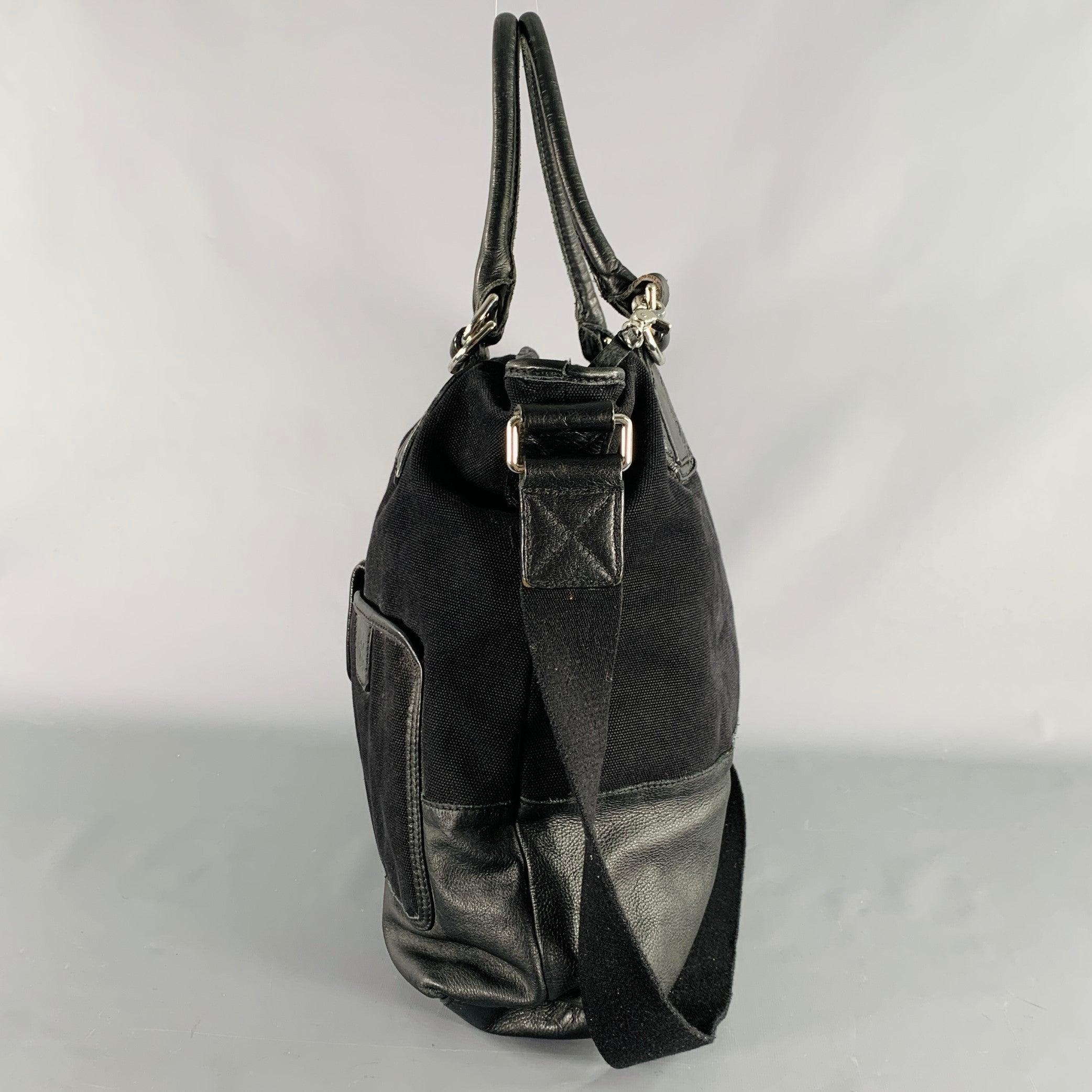 D&G by DOLCE & GABBANA Black Silver Canvas Leather Tote Handbag For Sale 1
