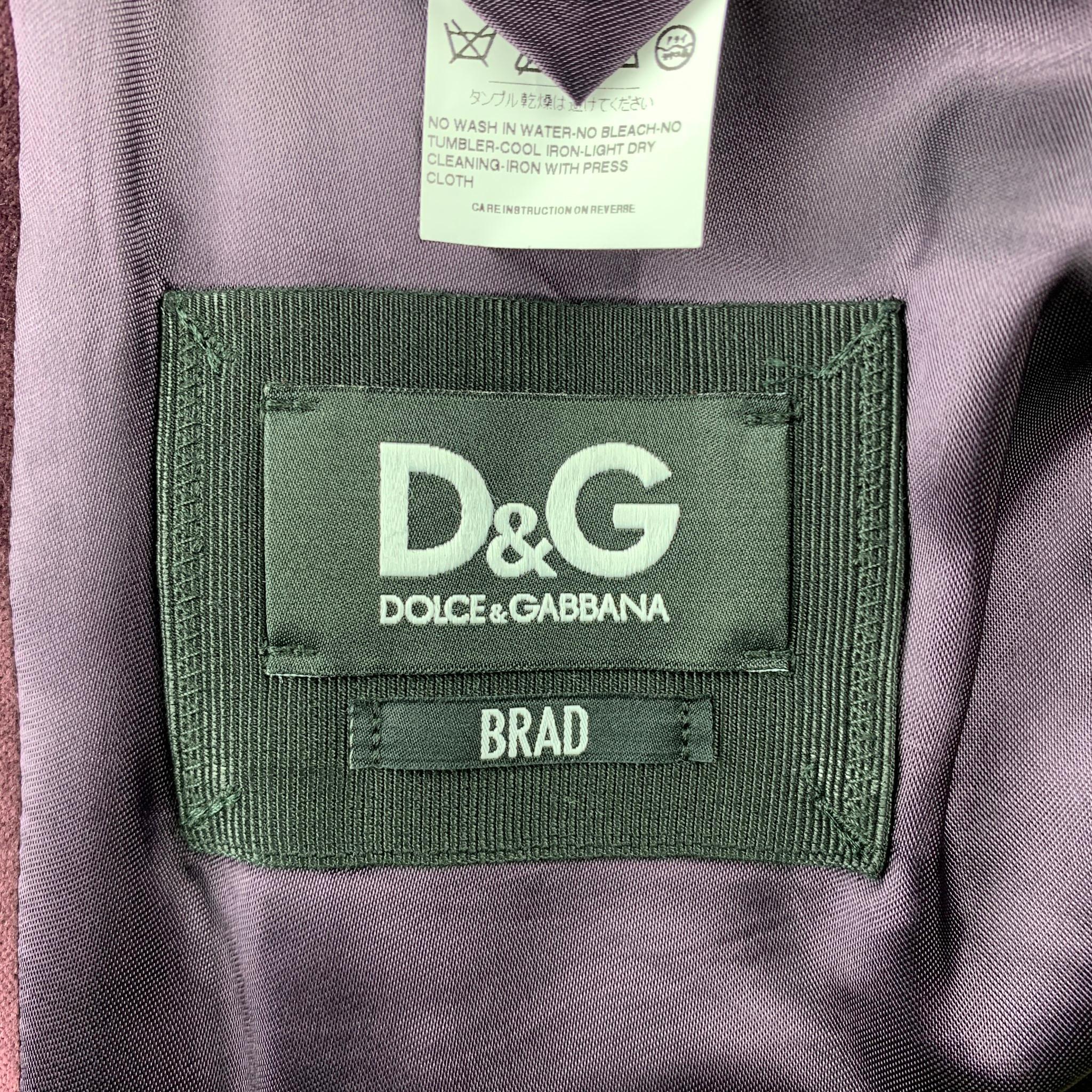 Men's D&G by DOLCE & GABBANA Brad Size 42 Eggplant Purple Velvet Peak Lapel Sport Coat
