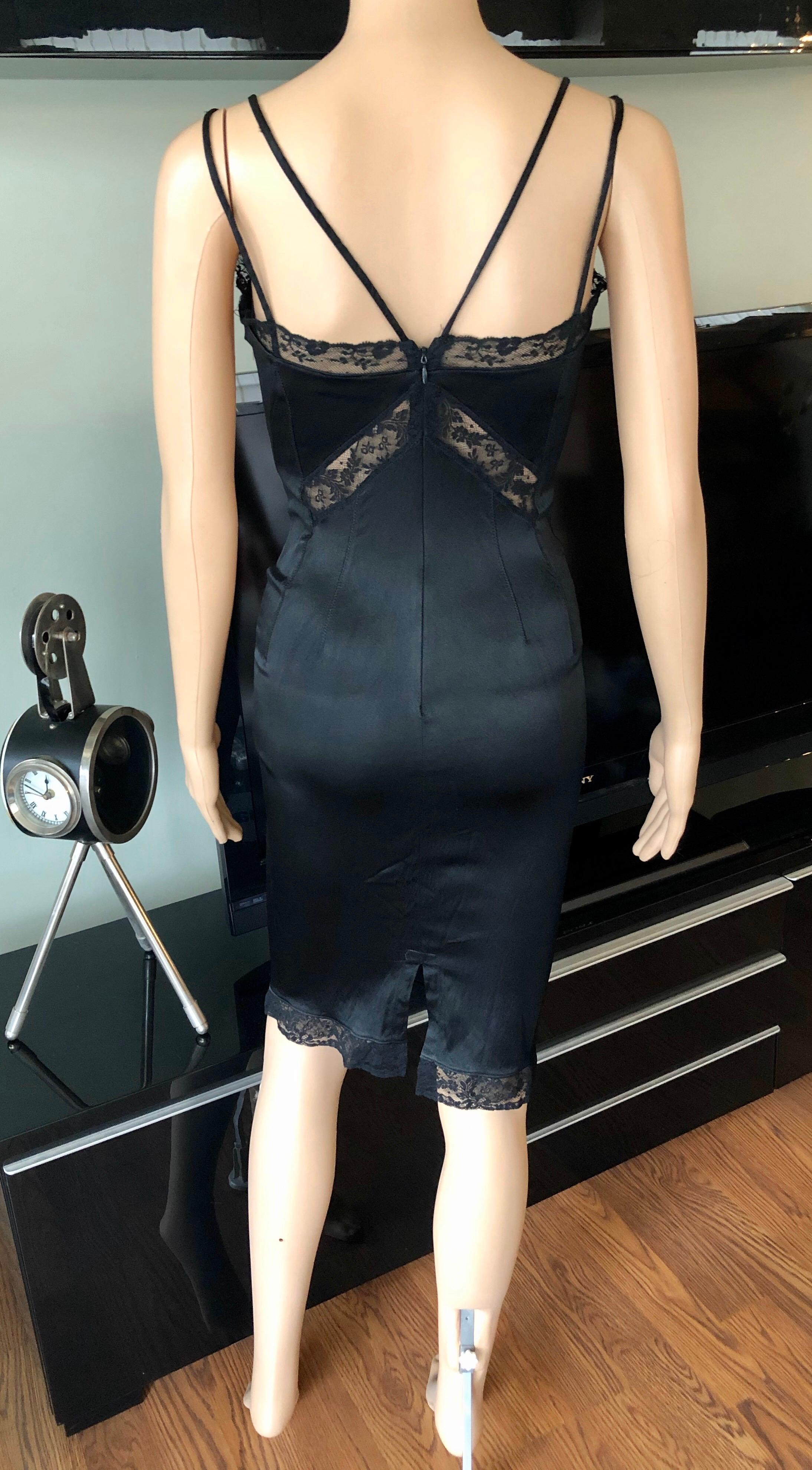 D&G by Dolce & Gabbana c. 2001 Corset Lace Up Black Dress In Good Condition In Naples, FL