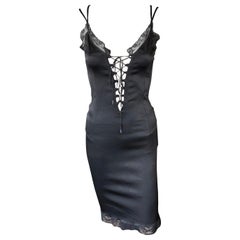 D&G by Dolce & Gabbana c. 2001 Corset Lace Up Black Dress