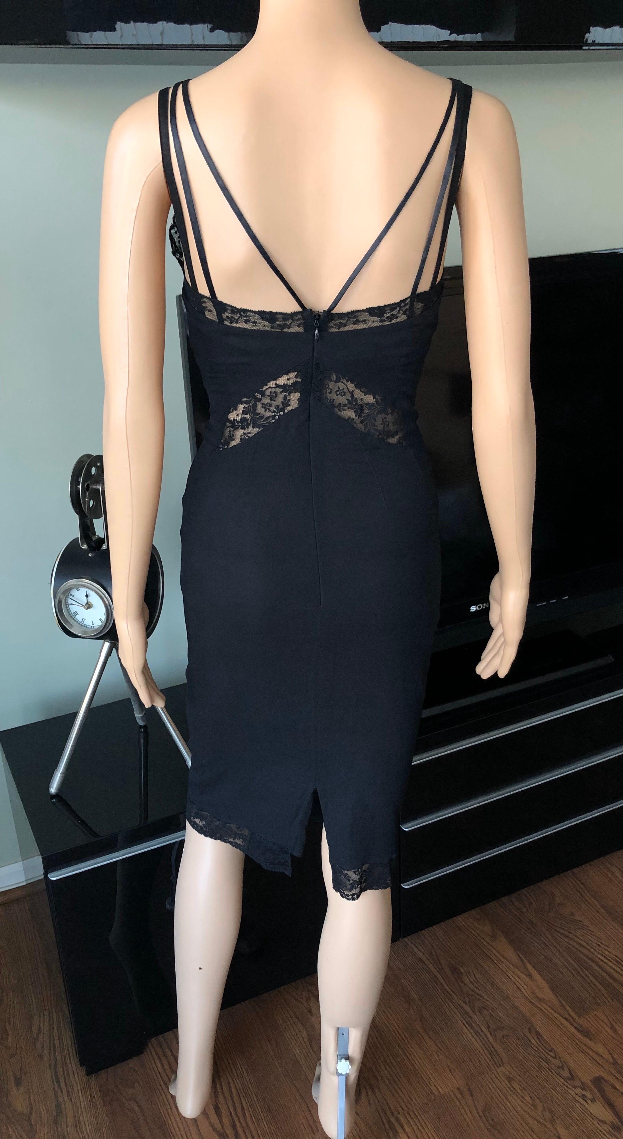 D&G by Dolce & Gabbana c. 2001 Corset Lace Up Bra Black Dress In Good Condition In Naples, FL