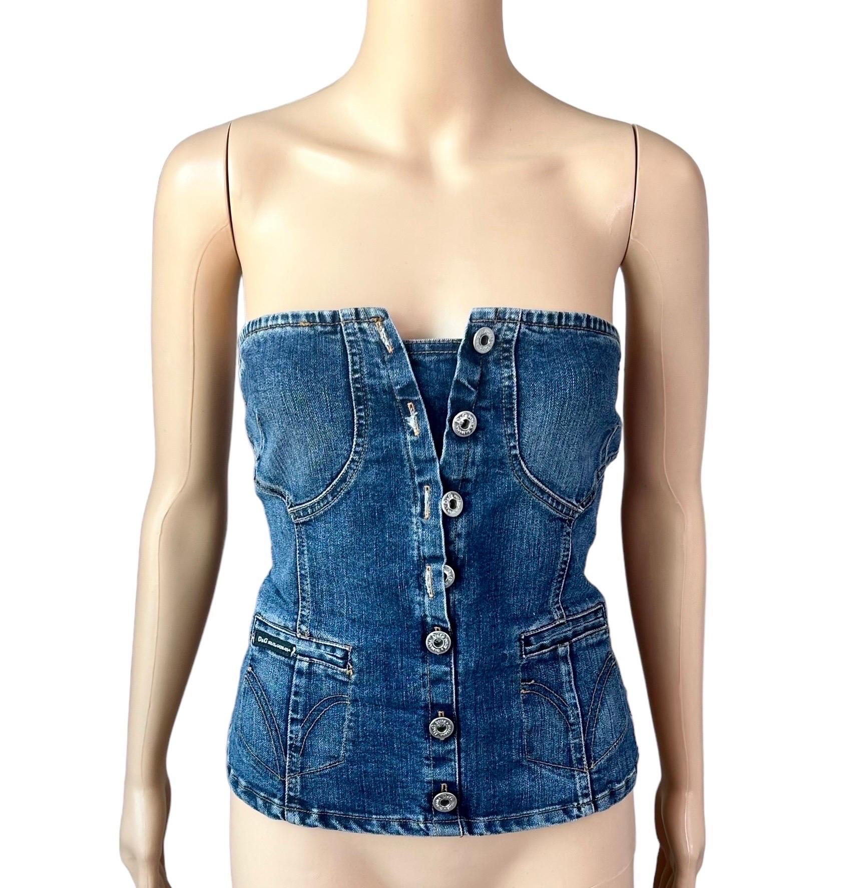 D&G by Dolce & Gabbana Corset Denim Crop Top Size M

