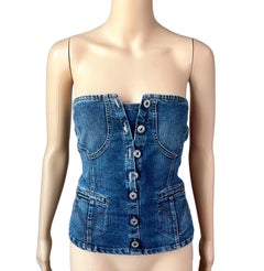 D&G by Dolce & Gabbana Corset Denim Crop Top