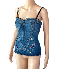 D&G by Dolce & Gabbana Corset Denim Crop Top