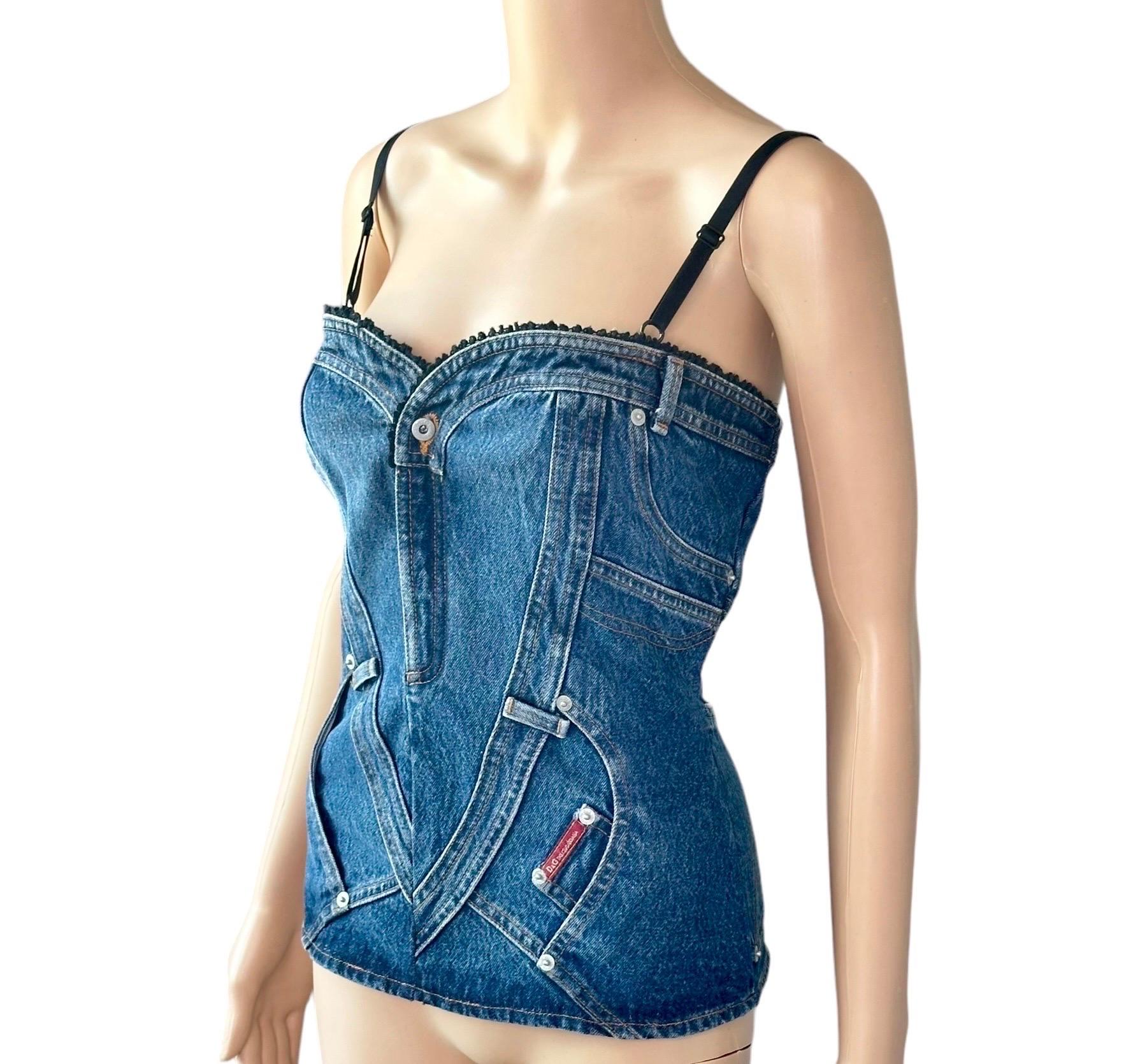 Bleu D&G by Dolce & Gabbana Corset Denim en vente