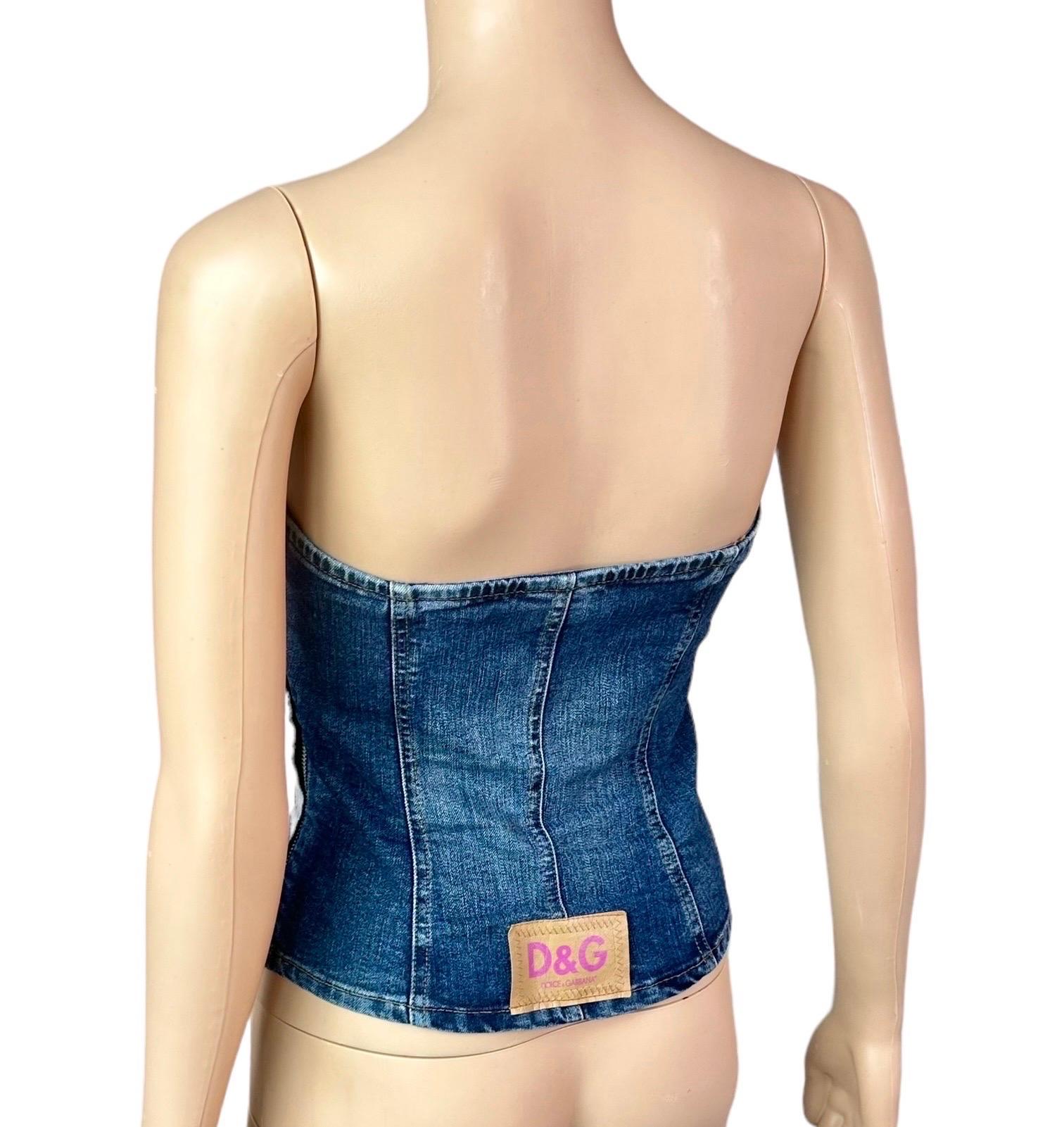 Women's D&G by Dolce & Gabbana Corset Denim Crop Top For Sale