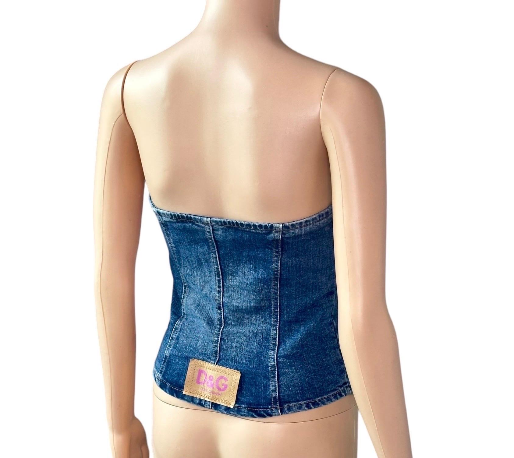 D&G by Dolce & Gabbana Corset Denim Crop Top For Sale 2