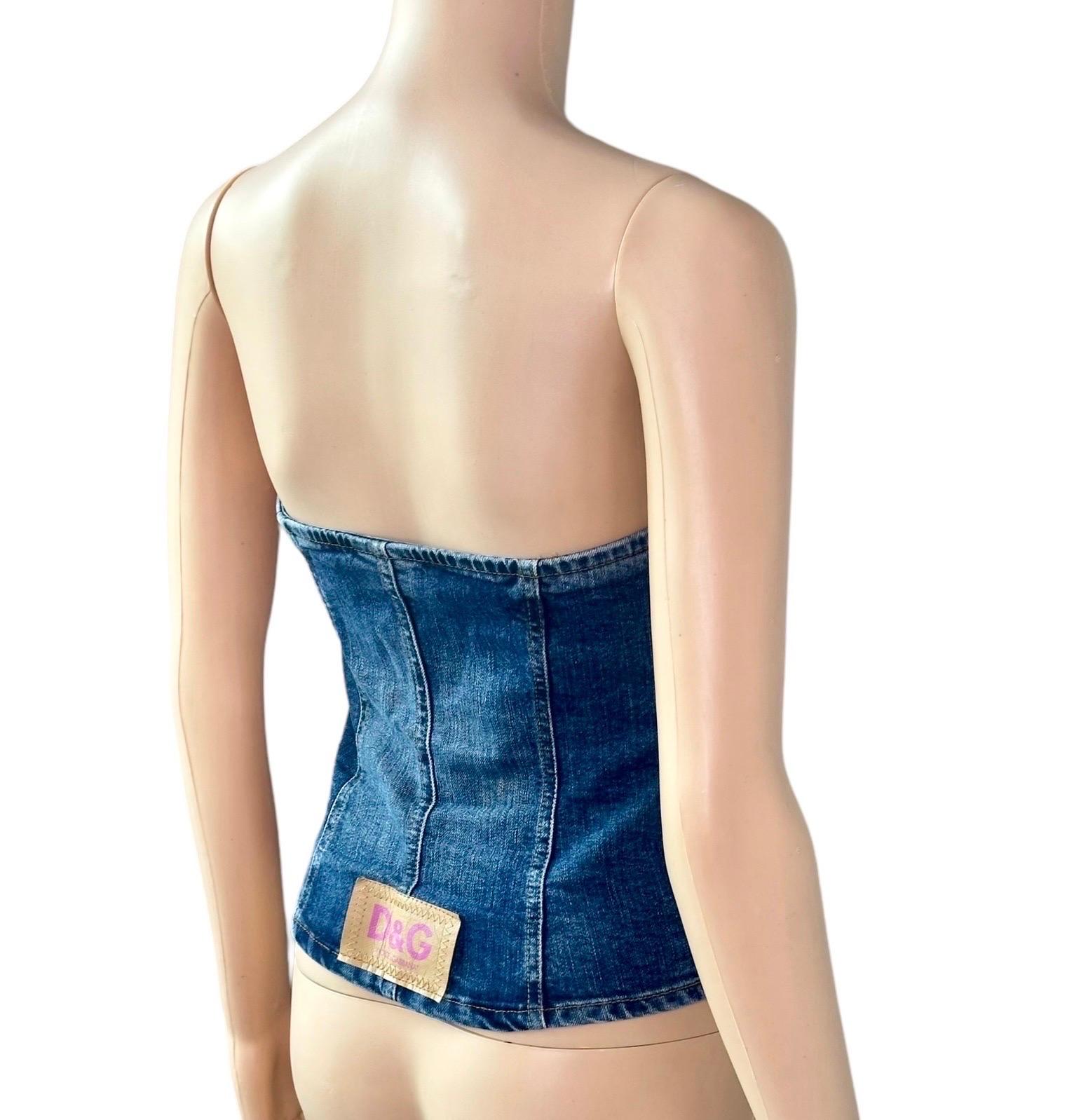 D&G by Dolce & Gabbana Corset Denim Crop Top For Sale 3