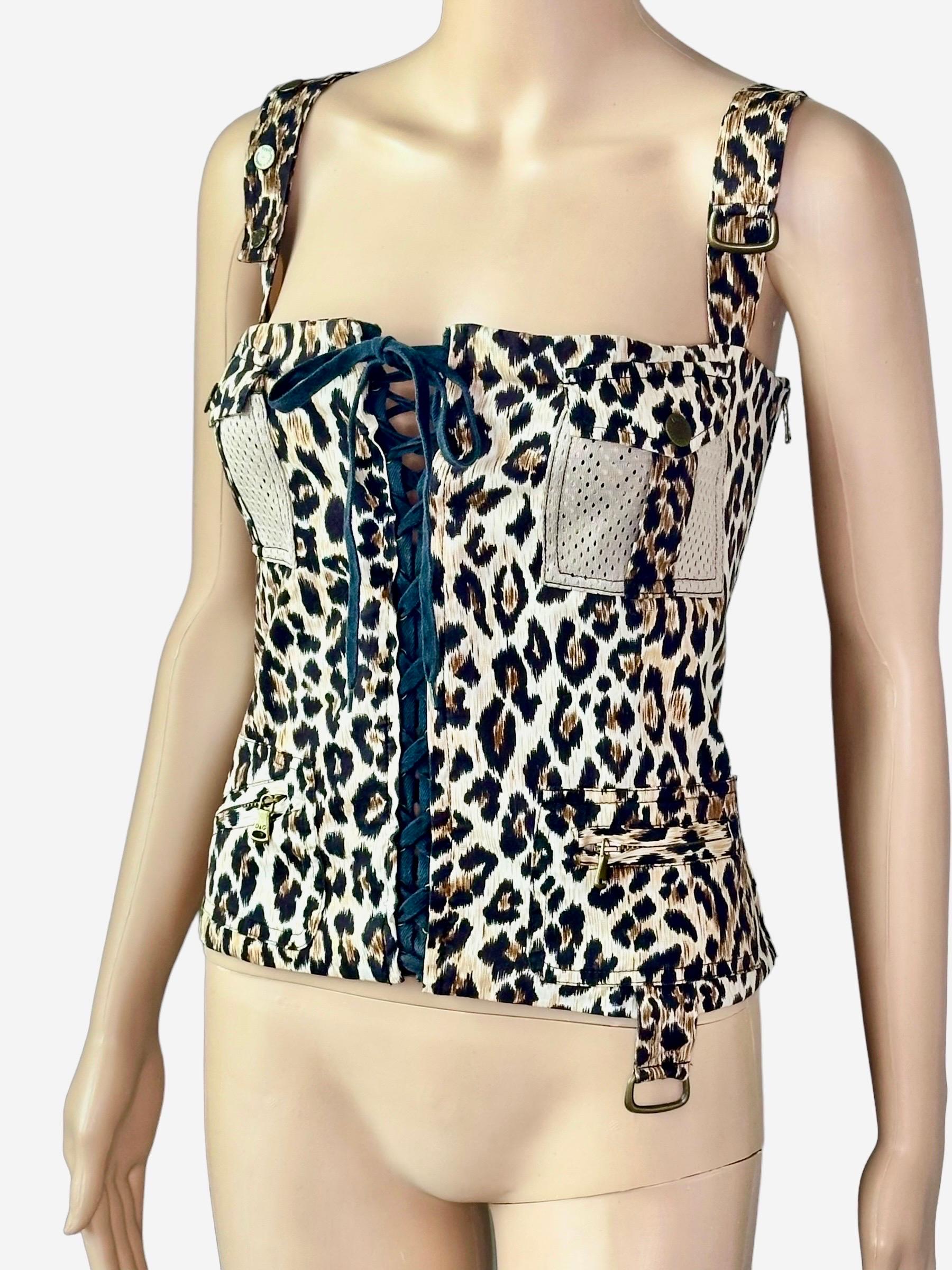 D&G by Dolce & Gabbana Top de encaje con estampado de leopardo IT 44

