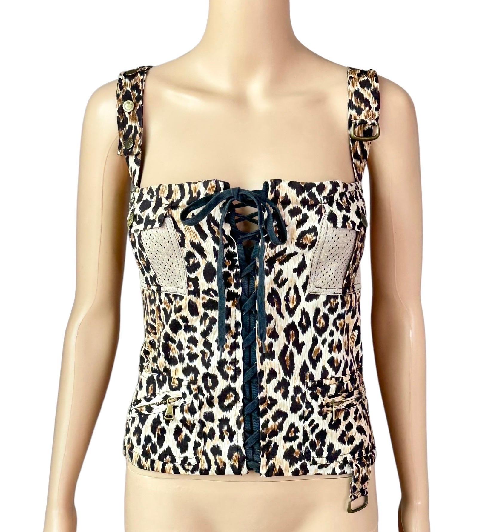 D&G by Dolce & Gabbana Corsé de encaje Top con estampado de leopardo Negro en venta