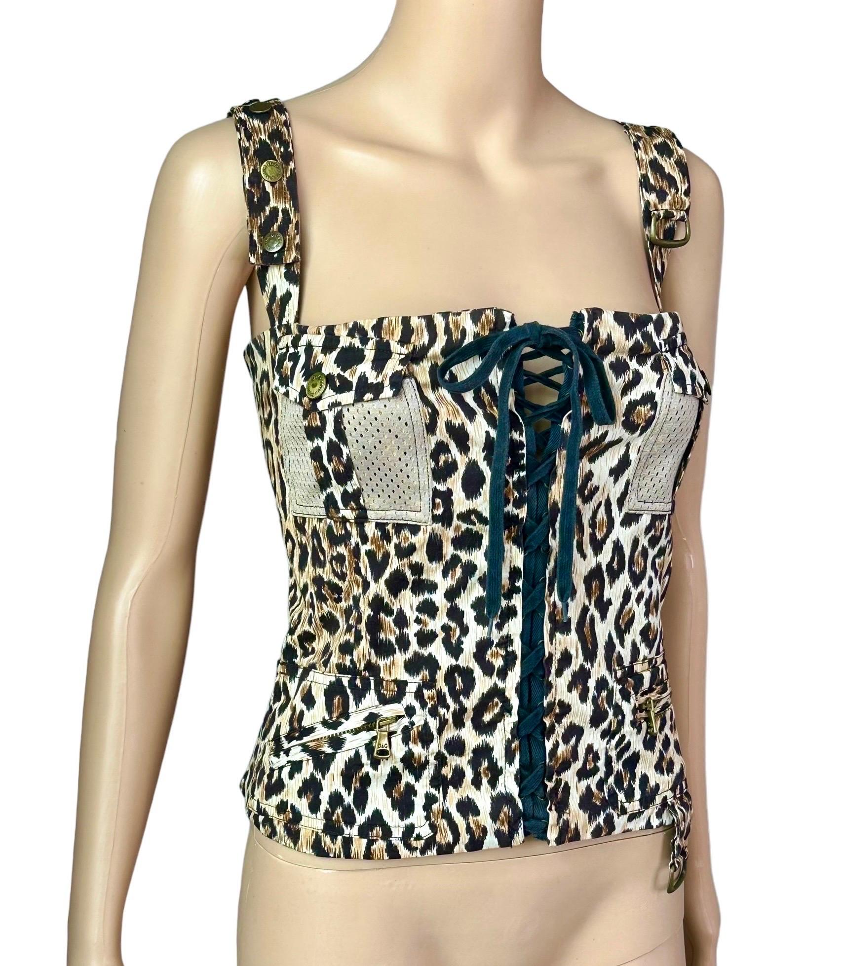 D&G by Dolce & Gabbana Corsé de encaje Top con estampado de leopardo en Bueno estado para la venta en Naples, FL