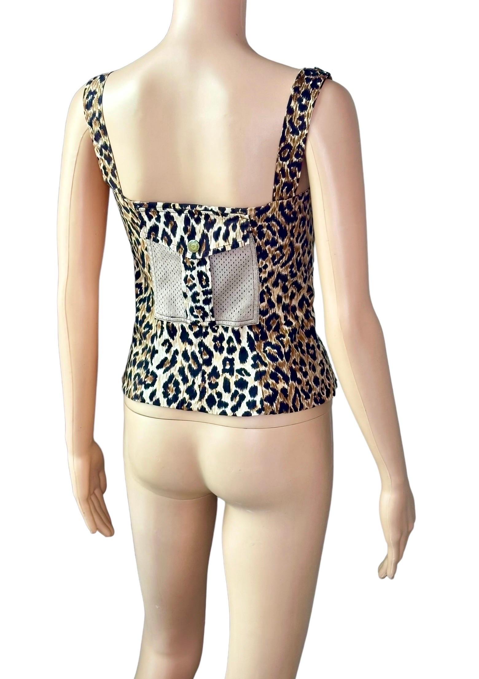 De las mujeres D&G by Dolce & Gabbana Corsé de encaje Top con estampado de leopardo en venta