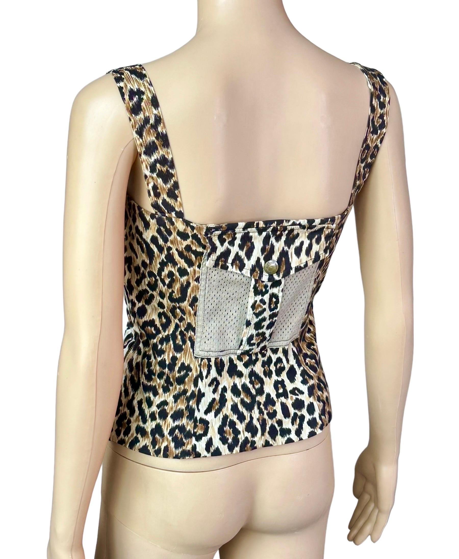 D&G by Dolce & Gabbana Corsé de encaje Top con estampado de leopardo en venta 2