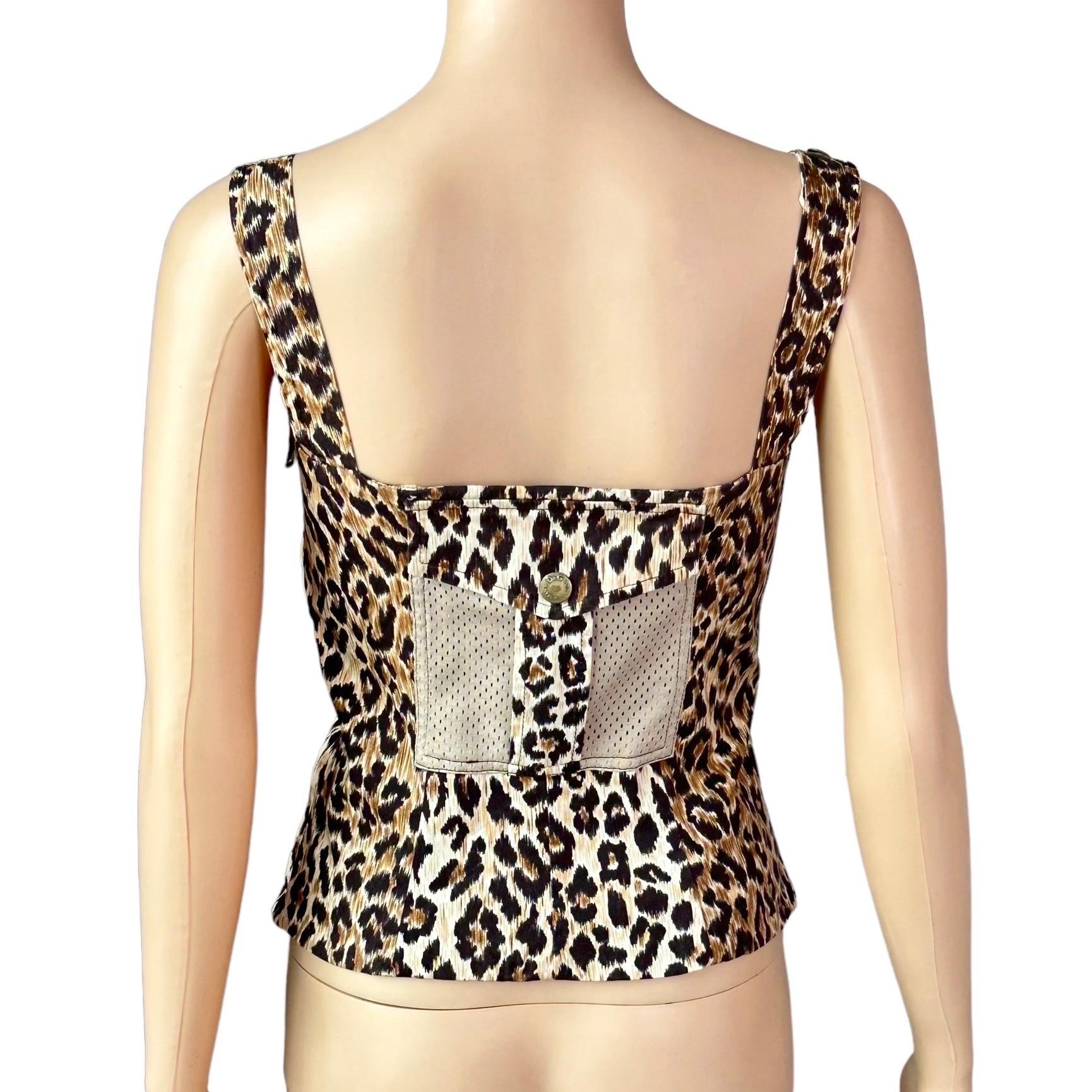 D&G by Dolce & Gabbana Corsé de encaje Top con estampado de leopardo en venta 4