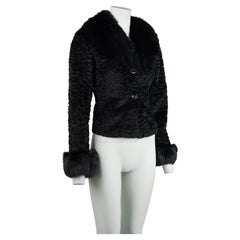 D&G by Dolce & Gabbana Early 2000s Black Astrakhan Fox Fur Jacket IT38
