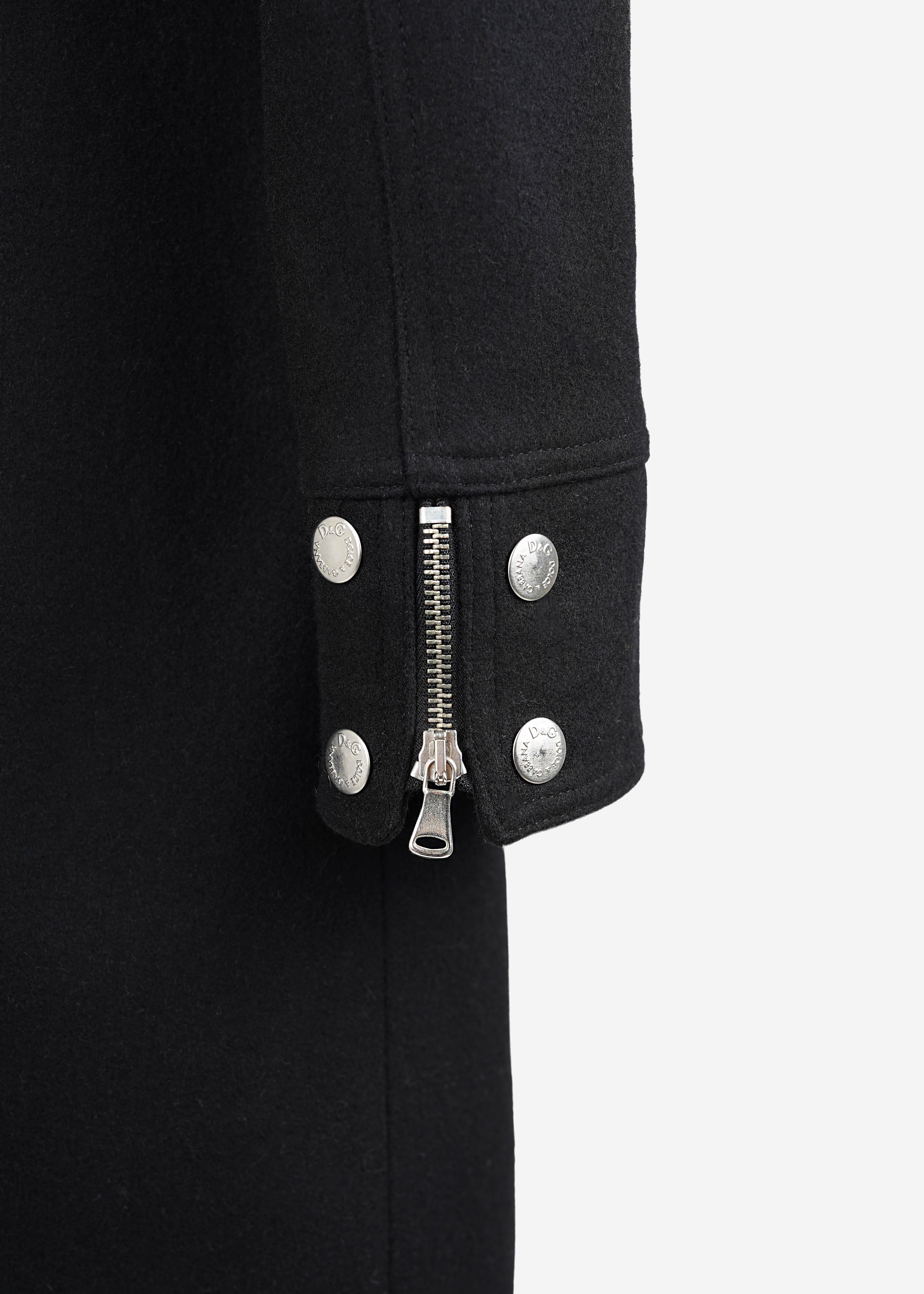D&G by Dolce & Gabbana F/W 2003 Black Wool Snap Button Closure Coat For Sale 5