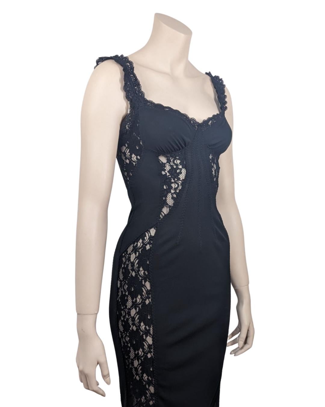 D&G by Dolce & Gabbana Fall Winter 2003 Laces Insert Midi Dress For Sale 4