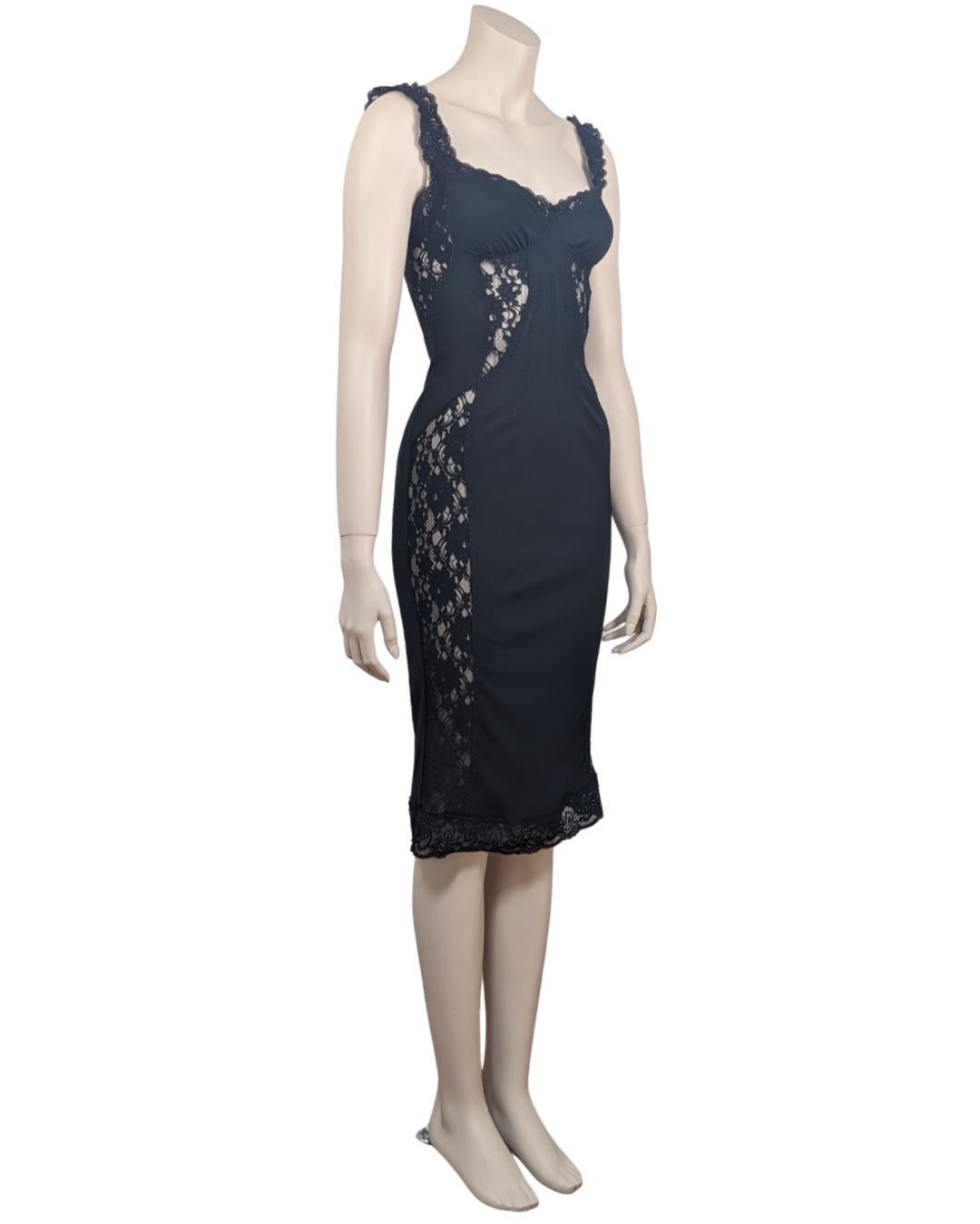 D&G by Dolce & Gabbana Fall Winter 2003 Laces Insert Midi Dress 5